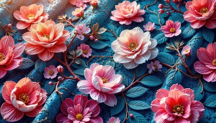 Intricate floral lace pattern woven into fabric , illustration, artistic, texture