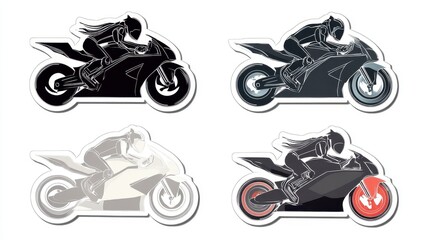 Obraz premium Dynamic Motorcycle Rider Silhouettes