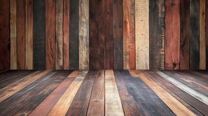 Naklejka premium Rustic Wooden Room Interior with Varied Brown and Beige Tones