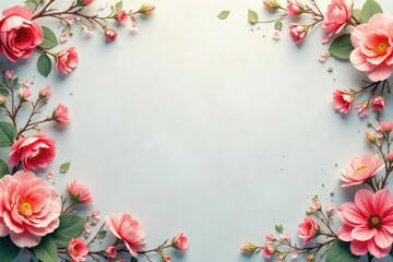 Subtle floral motif repeats across a soft textured background, pastel, peaceful