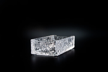 Modern Glass Blocks Isolated on Black Background for Stylish Wall Construction and Interior Design