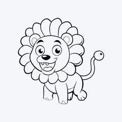 Lion in Jungle Pond Coloring Page Vector Artwork