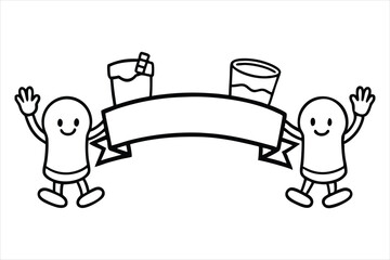 cute cartoon hands raising colorful drinks coloring page