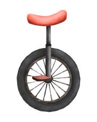 Watercolor illustration of a circus unicycle on transparent background. © beyouenked