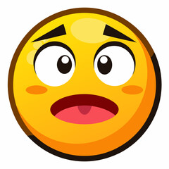 Fototapeta premium Surprised emoticon expressing awe in bright colors 