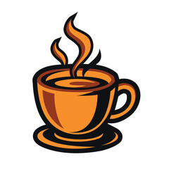 cup of hot coffee vector logo illustration