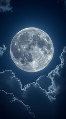 Obraz premium Full moon shining brightly above dark clouds