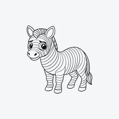 Zebra Painting Stripes Coloring Page Vector Art