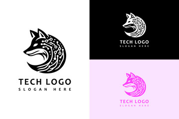 fox head with neuro web abstract vector illustration, icon, logo for blockchain, fast data, machine learning, data center, database, cloud computing, fintech, tech, data analyst, and more