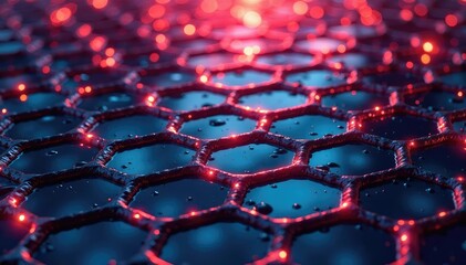 Obraz premium Intricate tessellation of hexagons forming a honeycomb structure, geometric, color, network