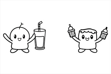 cute cartoon hands raising colorful drinks coloring page