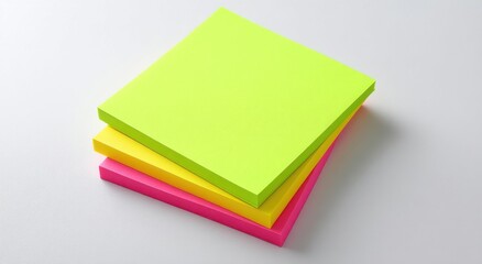 Fototapeta premium Colorful Sticky Note Pads Stack on a Plain Background for Office Use