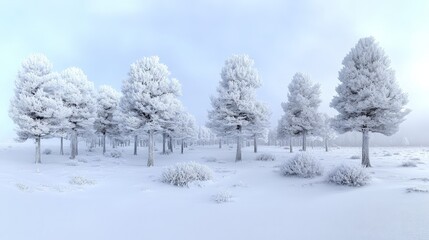 Fototapeta premium Snowy Trees Path in Winter Wonderland