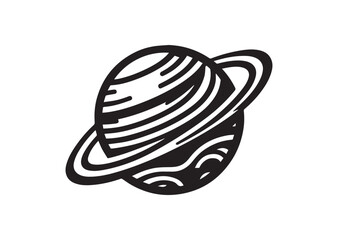 Planet Saturn with planetary ring silhouette Vector isolated on white background