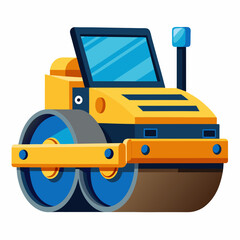 Cartoon asphalt roller in vibrant colors  