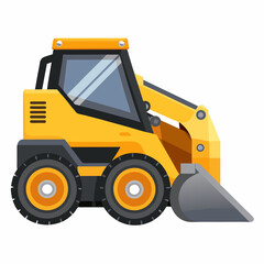 Fototapeta premium Yellow Skid Steer Loader Illustration in Flat Design 