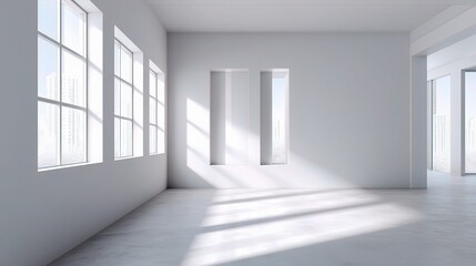 Bright and Minimalist White Wall Gallery with Natural Light