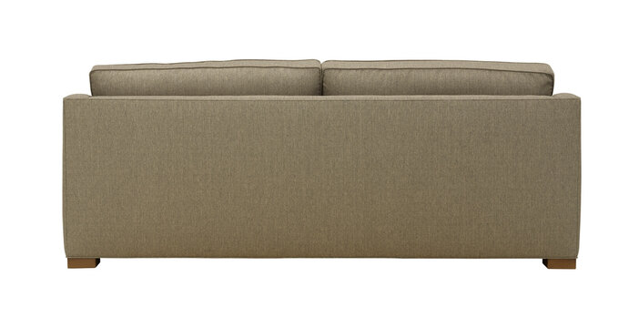 Back view of modern two seater sofa with beige upholstery + clipping path. Furniture Collection. Please see some similar pictures from my portfolio.