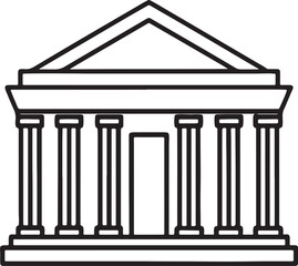 ancient greek column line art, black outline, vector and illustration, coloring book page line art drawing