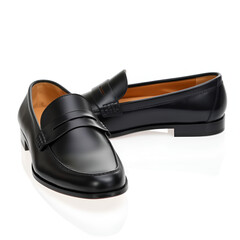 Classic Black Loafers with Smooth Leather Finish Isolated on Transparent Background