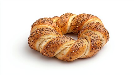 Braided Poppy Seed Bread Wreath on White Background bread braided bread poppy seed bread wreath food