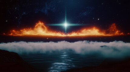 Fototapeta premium abstract cosmic futuristic sci-fi background with glowing elements and digital atmosphere — perfect for technology presentations, sci-fi game interfaces, virtual reality concepts