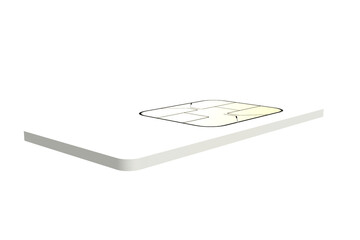 Transparent Background PNG CAD rendering realistic render of a Generic White SIM Card for Cellular Network Connectivity Standard Sized Subscriber Identity Module Card for Mobile Phones