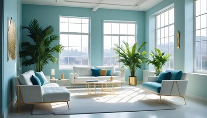 Naklejka premium Photo interior modern design room 3d illustration