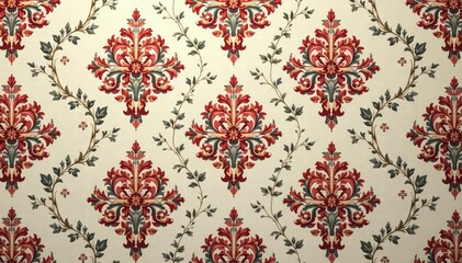 Intricate floral damask pattern in muted tones , flowers, decor