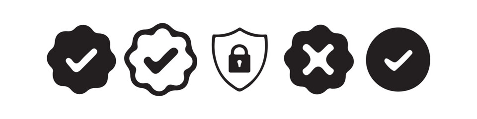 Check mark and red cross icon set. check box icon with right and wrong buttons and yes or no checkmark icons. Vector Illustration Eps 10