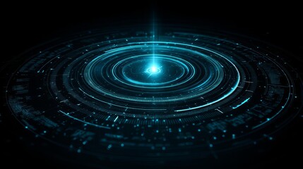 Obraz premium Futuristic digital light patterns and circles. Agentic AI
