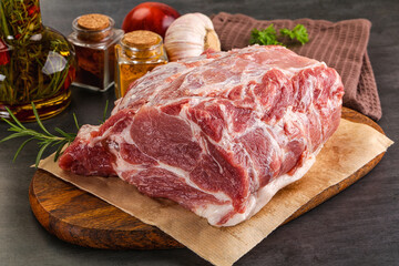 Raw pork neck meat for cooking