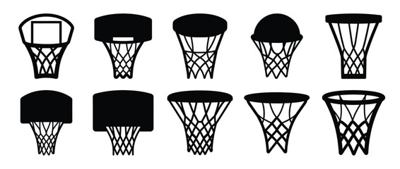 Collection of Various Basketball Hoop Silhouettes and Designs