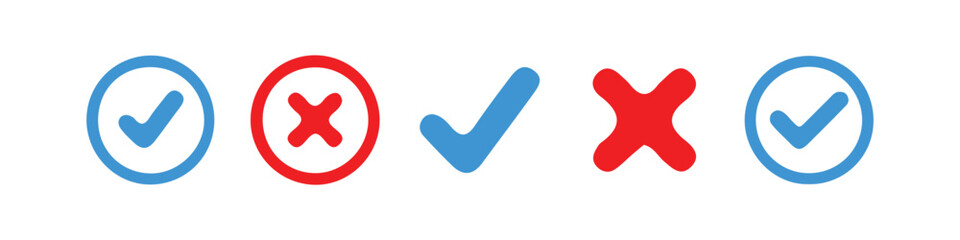 Check box icon with right and wrong buttons and yes or no checkmark icons. Vector Illustration Eps 10