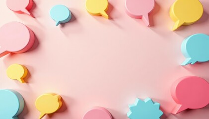 Repeating speech bubble pattern on pastel background, vector, wallpaper, soft