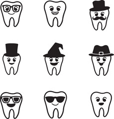 Obraz premium Human teeth icon set illustration includes editable vector graphics for dentistry tooth education oral structure and healthcare infographic content.