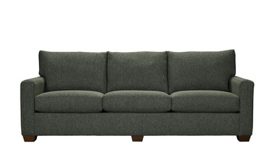 Comfortable three seater sofa in textured gray fabric isolated + clipping path. Furniture Collection. Please see some similar pictures from my portfolio.