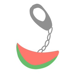 Illustration of a metal keychain with a silver ring