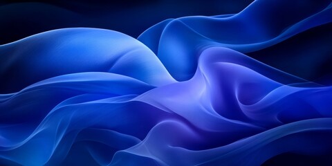 Obraz premium Fluid Dynamics Abstract Rendering of Layered Indigo and Cobalt Waves in a Dynamic Composition.