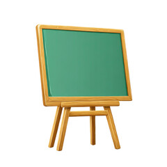 Isolated green chalkboard on wooden easel for presentation design on transparent background