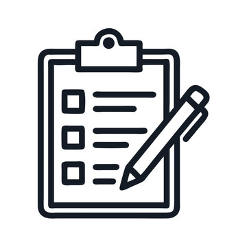 Clipboard Checklist with Pen Icon &mdash; Task Management, Note Taking, Writing, Productivity Symbol