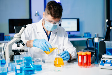 Scientists, beakers, and microscopes in cutting-edge research. Perfect for science and technology projects.