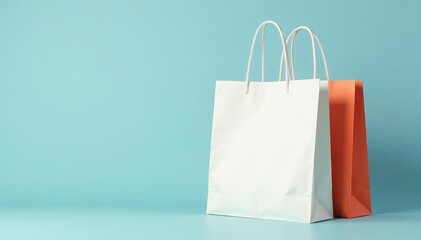 White cotton shopping bag, folded handles, clean , carry bag, packaging, bag mockup