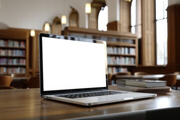 Laptop in library setting