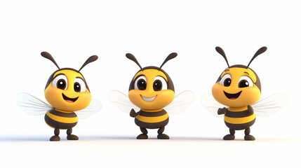 Obraz premium Funny bees Stickers transparent. Ai generated.