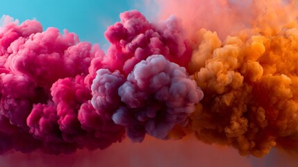 Obraz premium Chromatic Cloudscape: A Mesmerizing Fusion of Vivid Tones and Ethereal Forms