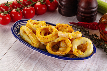 Roasted squid rings snack appetizer