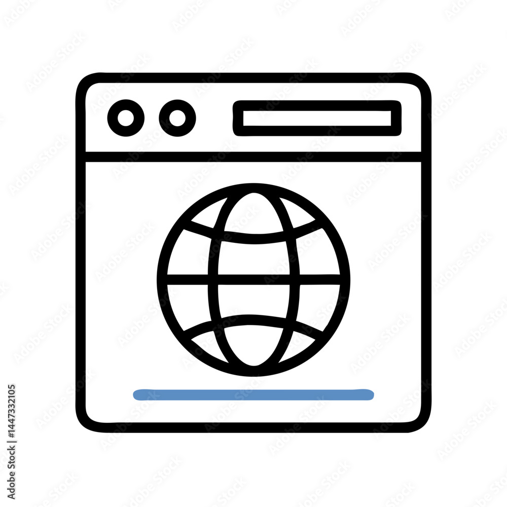 Fototapete Global Website Browser Window Icon Representing Internet Access and Worldwide Online Presence