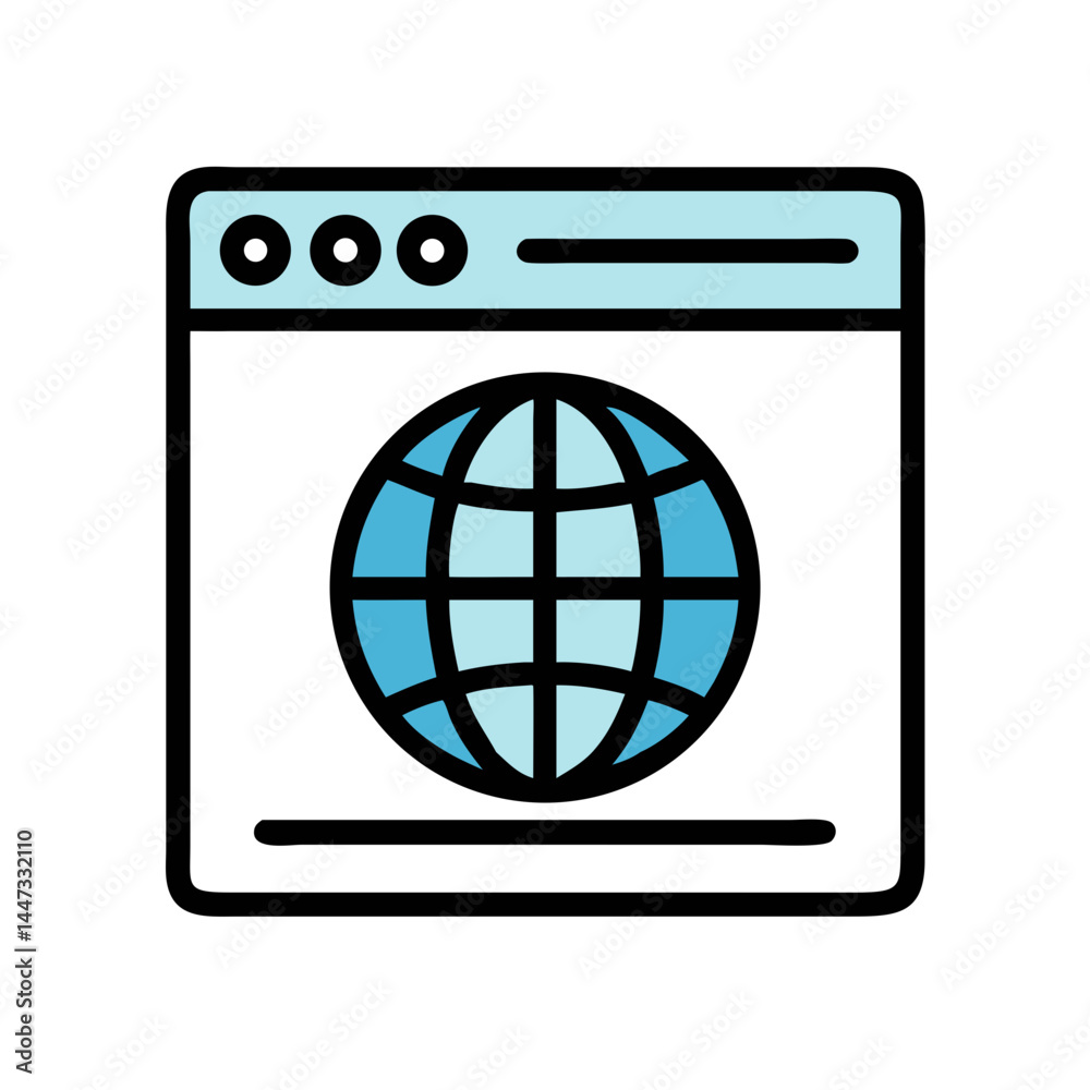 Leinwandbilder global website browser window icon representing internet access and worldwide online presence