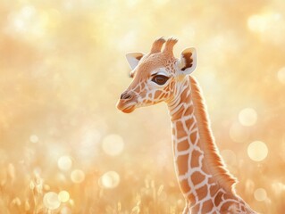 Baby Giraffe Portrait in Golden Sunset Light
